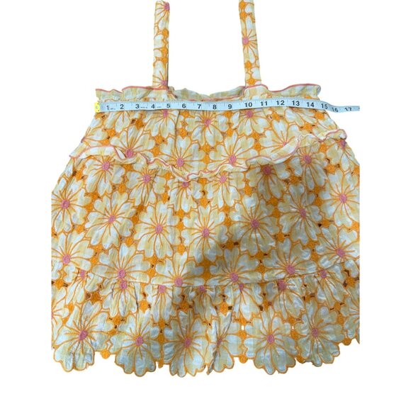 Anthropologie Embroidered Sleeveless Top Cutout Tank Yellow Orange Floral  XS - Picture 5 of 7